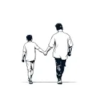 dad and son walking tattoo design idea