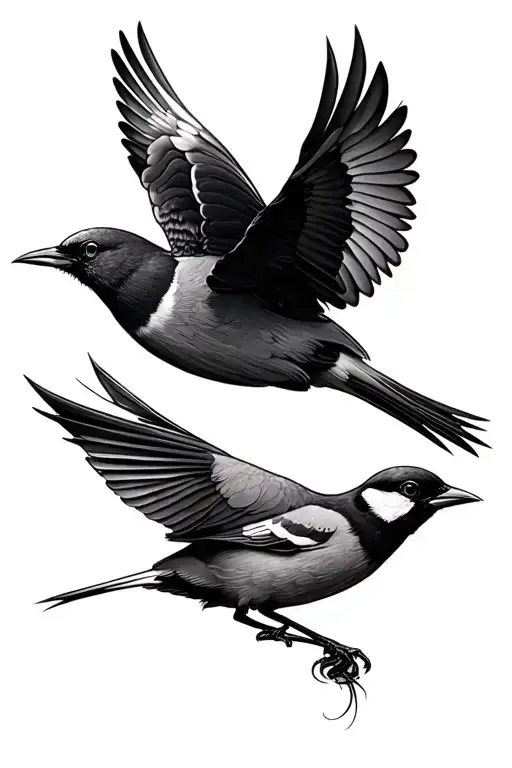 bird trying to save other bird tattoo design idea