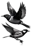 bird trying to save other bird tattoo design idea
