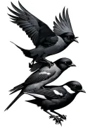 bird trying to save other bird tattoo design idea