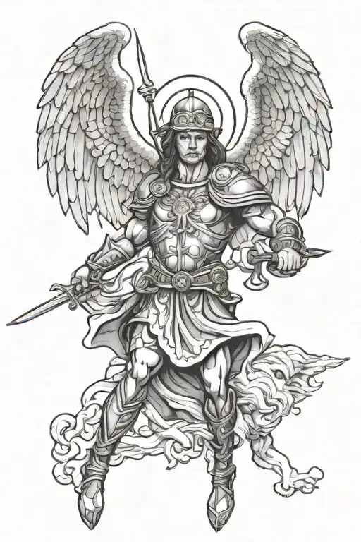st micheal slaying tattoo design idea