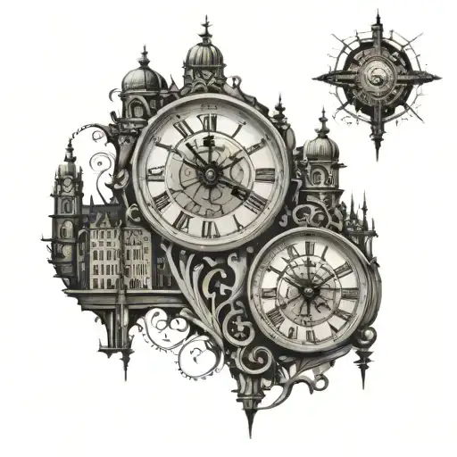 City of Porto Ribeira/Portugal, Big-bang Clock tattoo design idea