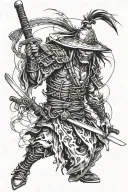 Zombie samurai, katana tattoo design idea