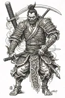 Zombie samurai, katana tattoo design idea