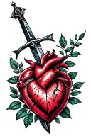 dagger, heart, rose, compass, cool tattoo design idea