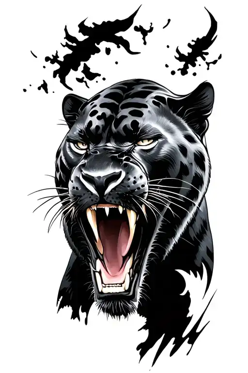 black Panther roaring tattoo design idea