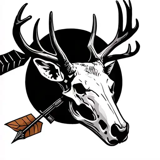 rifle deer skull arrow  tattoo design idea