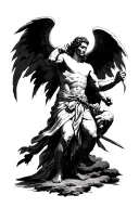 St Gabriel fighting tattoo design idea