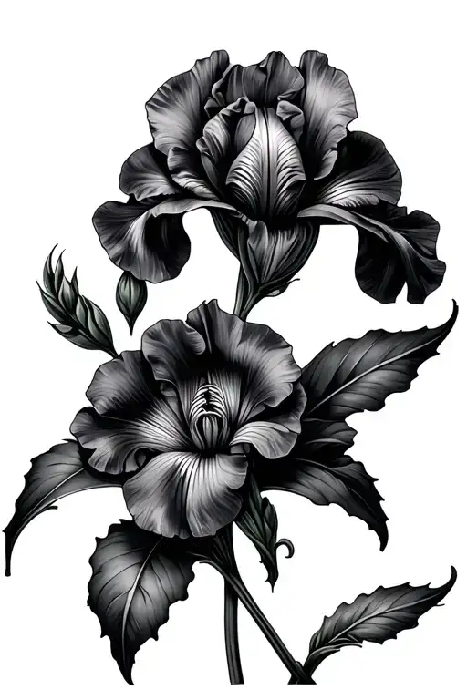 flower Bonnie and Iris flower tattoo design idea
