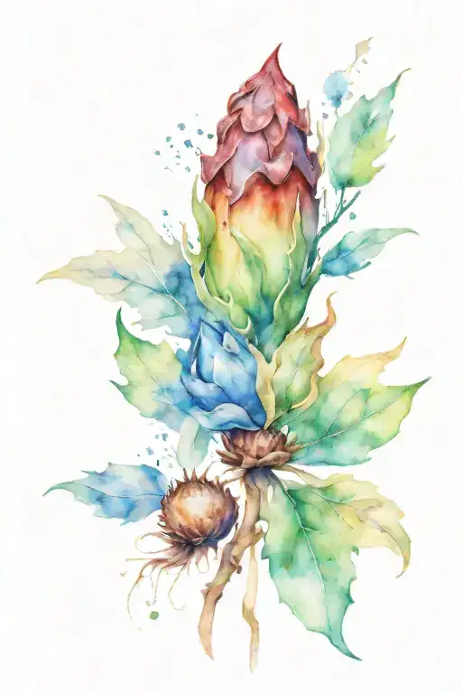 acorn sprouting into a towering tattoo design idea