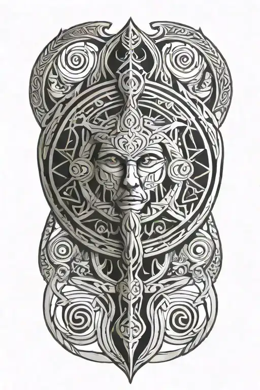 Sol the viking goddess with a sun tattoo design idea