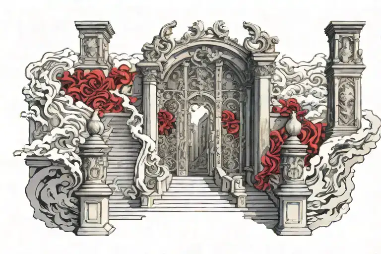 Heaven gates and stairs tattoo design idea