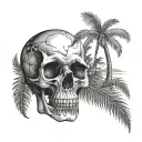 skull and palm tree tattoo design idea