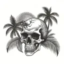 skull and palm tree tattoo design idea