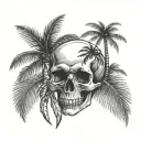 skull and palm tree tattoo design idea