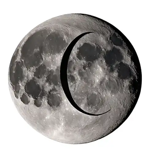 Waning Crescent phase, with some visible lunar disk illuminated by the Sun. A cursive letter E next to it  tattoo design idea