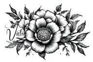 "Victoria " pisces fish and February birth flower tattoo design idea