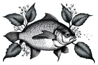 "Victoria " pisces fish and February birth flower tattoo design idea