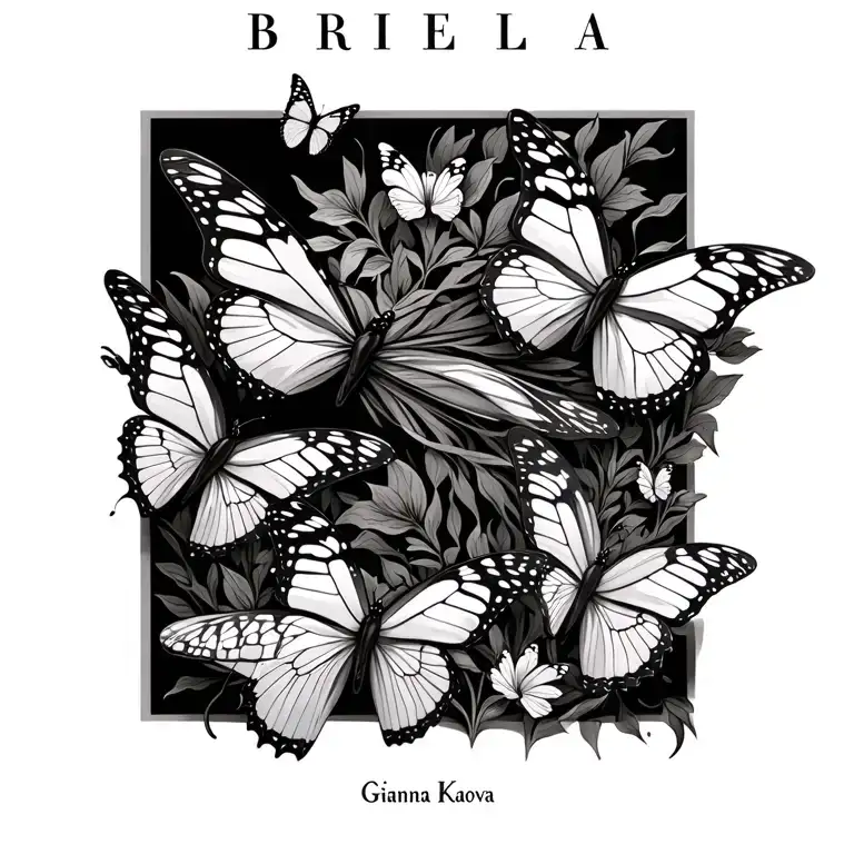 "Briella Gianna Kaova" Butterflies flying tattoo design idea