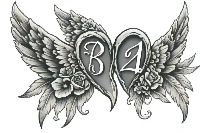 paw print with angel wings and birth date, death date, and name tattoo design idea
