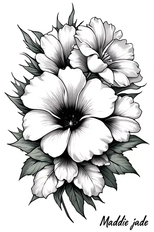 "Maddie jade" "Maddie jade" hibiscus sunflower plumeria tulips tattoo design idea