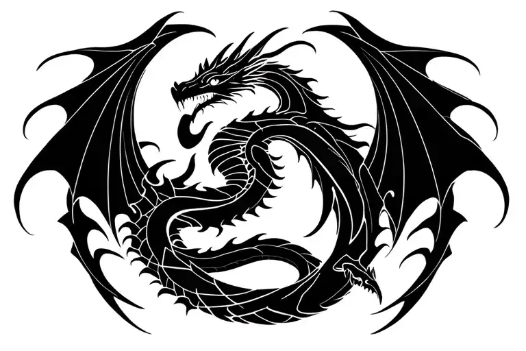 dragon ouroboros around arm band tattoo design idea