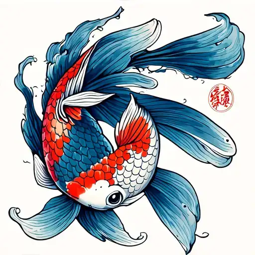 japanese style half sleeve koi fish that symbolizes strength and durability. over coming the odds tattoo design idea
