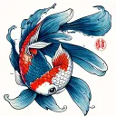 japanese style half sleeve koi fish that symbolizes strength and durability. over coming the odds tattoo design idea