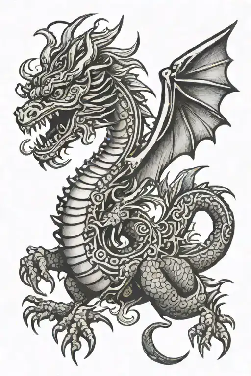 mexican inspired dragon tattoo design idea