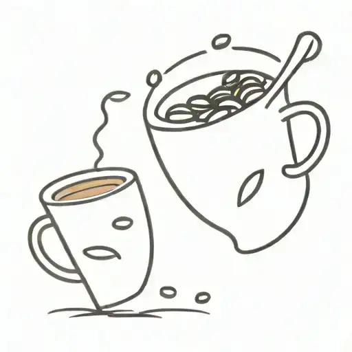 minimal couple tattoo who loves coffee beans pouring tattoo design idea