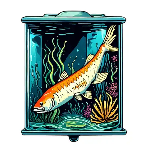 Aquarium in the leg from all sides. inside the bone tattoo design idea