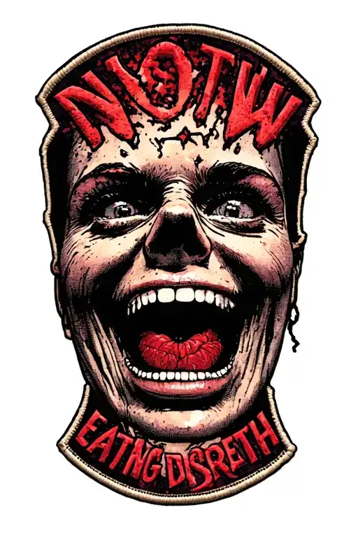 patch that says now Breath, eating disorder, obsessive compulsive personality disorder, mental confusion tattoo design idea