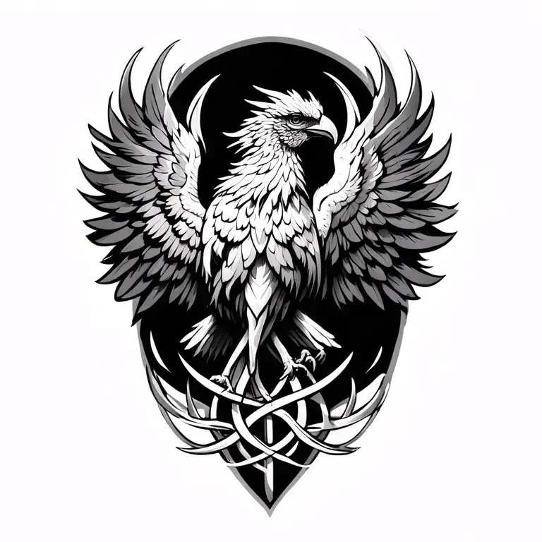 Celtic phoenix tattoo design idea