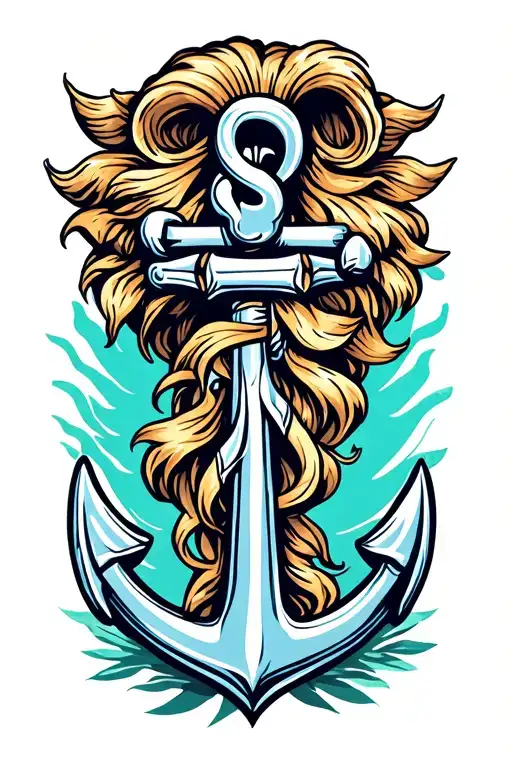 anchor leo sign tattoo design idea