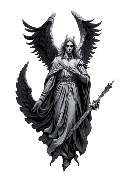 Angel magician tattoo design idea