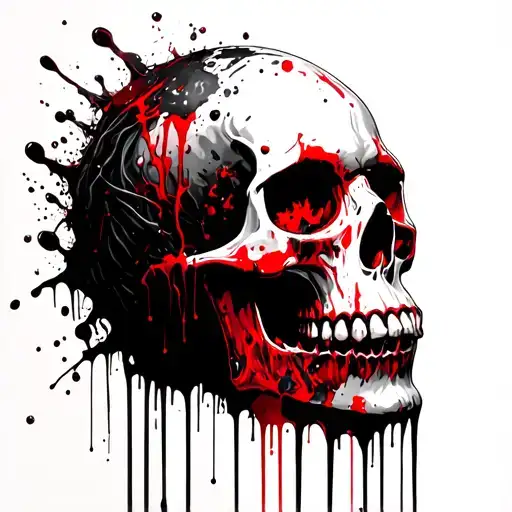melting skull with darkness coming from head tattoo design idea