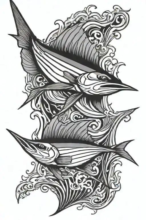 sailfish jumping tattoo design idea