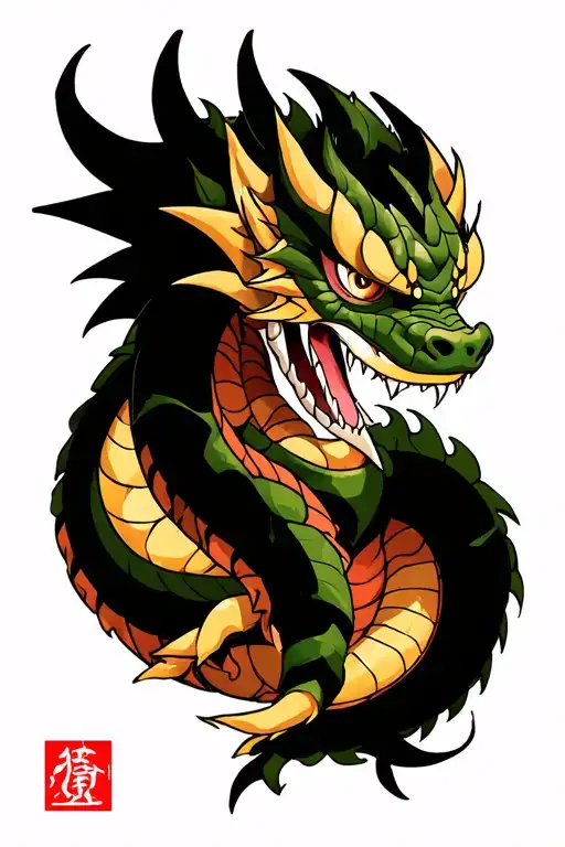 shenron from DBZ in an irezumi style tattoo featuring tattoo design idea