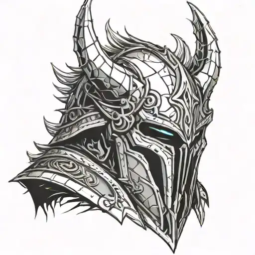 realistic lich king helmet from the front warcraft just in the most minimalist outline possible tattoo design idea