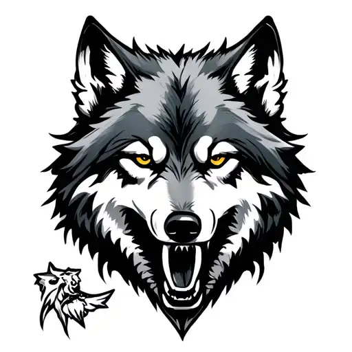 wolf bites hand tattoo design idea