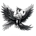 Phoenix with symmetrical wings tattoo design idea