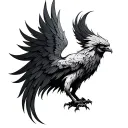 Phoenix with symmetrical wings tattoo design idea