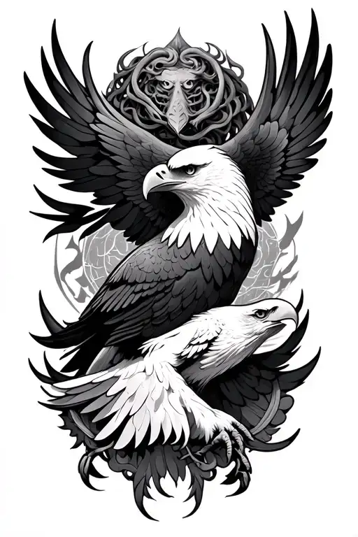 eagle or bird flying to blend in my Medusa tattoo tattoo design idea