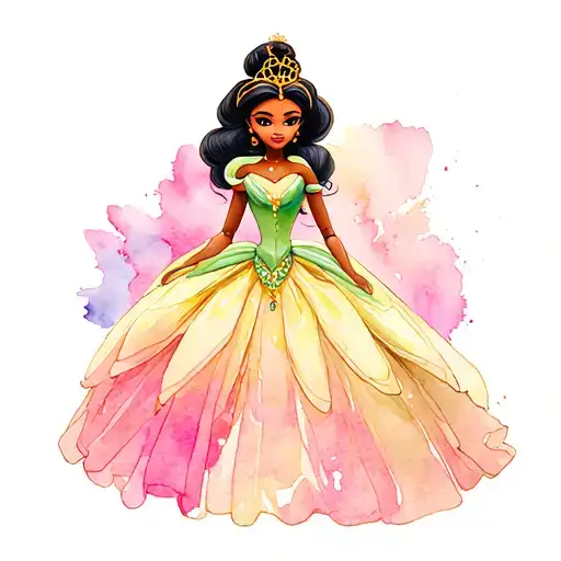 Bourgeois Princess Tiana voodoo doll tattoo design idea