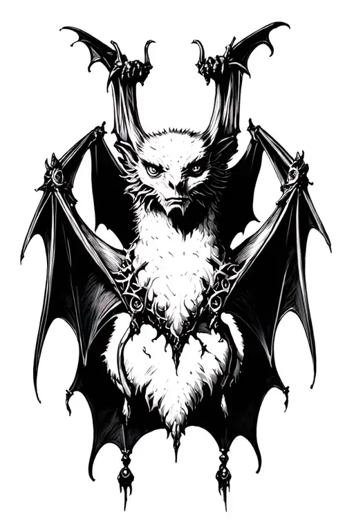 Tattoo of a gothic bat hanging upside tattoo design idea