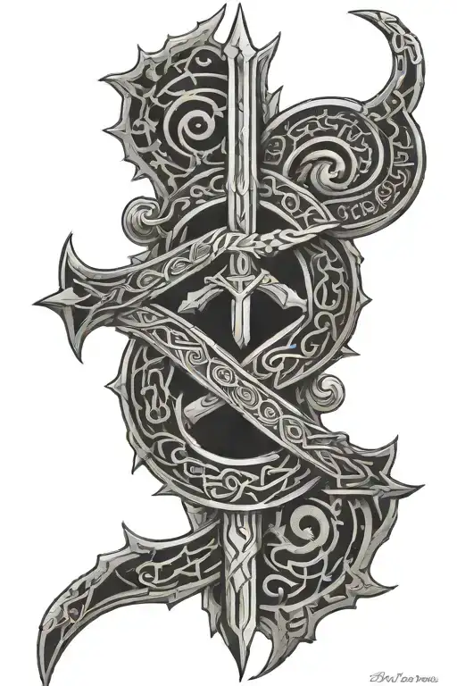 Viking protection rune + Freya + date 05-12-2024 + 01-01-2023 + 17-08-2017 tattoo design idea