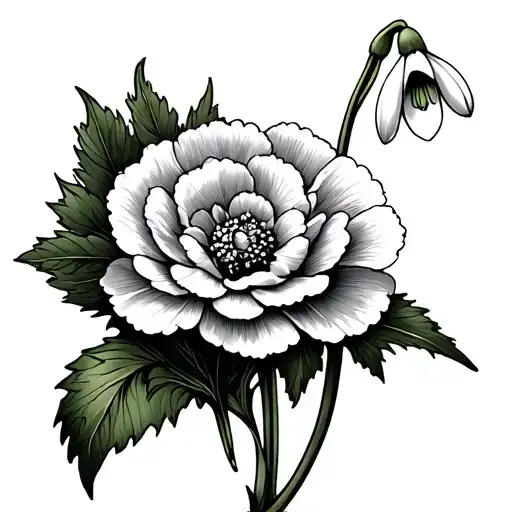 Carnation And Snowdrop tattoo design idea