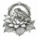 frog on a lily pad with tulips   tattoo design idea
