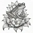 frog on a lily pad with tulips   tattoo design idea