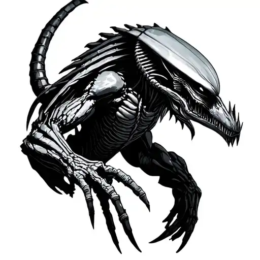 predator fighting alien tattoo design idea